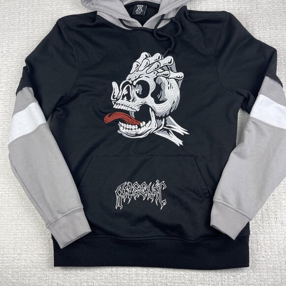 Y2K Arsenic Skater Skull Goth Punk Layered Long Sleeve Hoodie Size S - Picture 6 of 16
